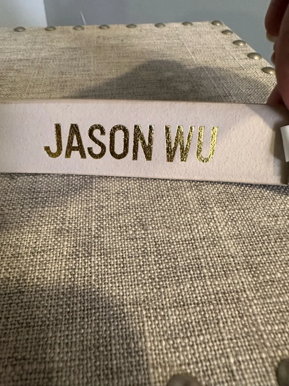 Jason Wu Two-Tone Beige & Suede Leather Belt with Gold Buckle - Picture 5 of 5